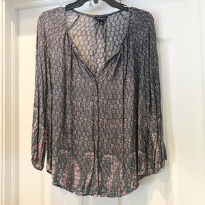 Lucky Brand Long Sleeve Button Down Blouse Size M